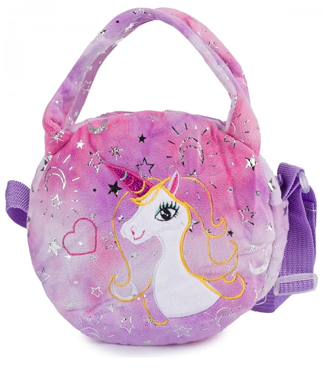 Children's round plush bag with unicorn