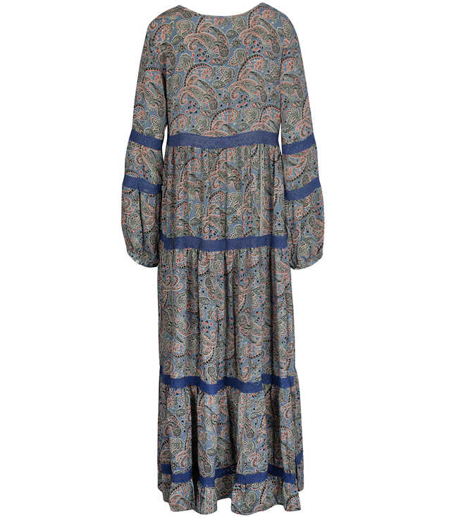 Long, airy ethnic dress with colorful patterns, MILANO silk