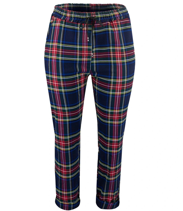 Elegant AMANDA plus size checkered fabric trousers