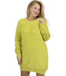 Fluffy sweater knit dress round neckline FLUFFY