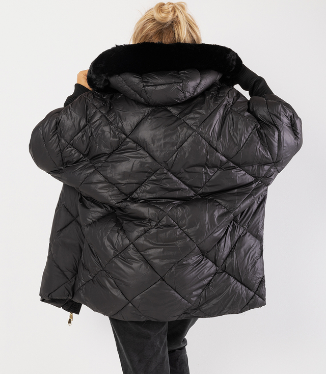 Kurtka zimowa oversize z kapturem i futerkiem NORDIC PUFF