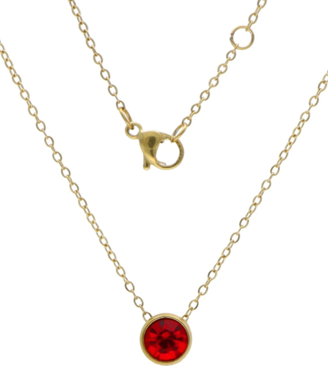 Necklace red steel birthstone january