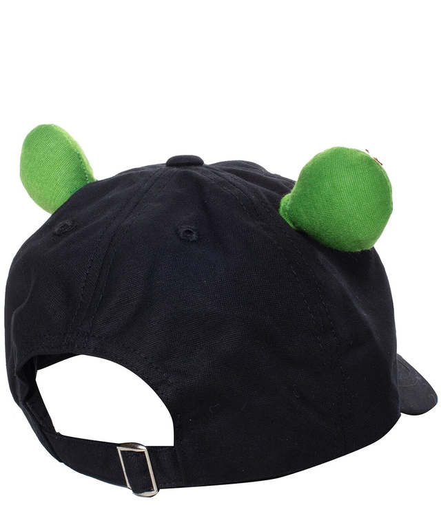 Children's baseball cap decorated with embroidery and frog eyes