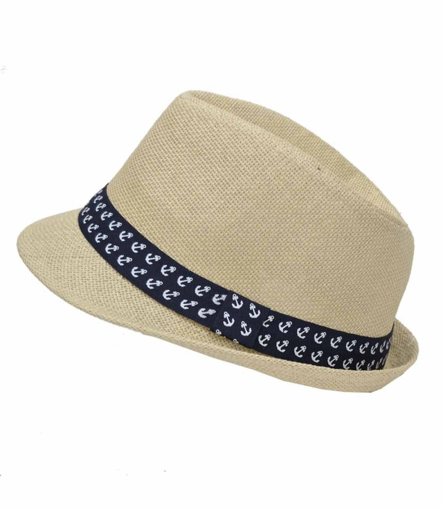 Męski kapelusz Panama kotwice