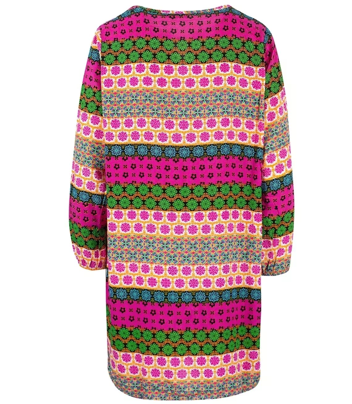 Letnia sukienka luźna tunika kolorowe wzory (15351 / KAT1031) - Agrafka