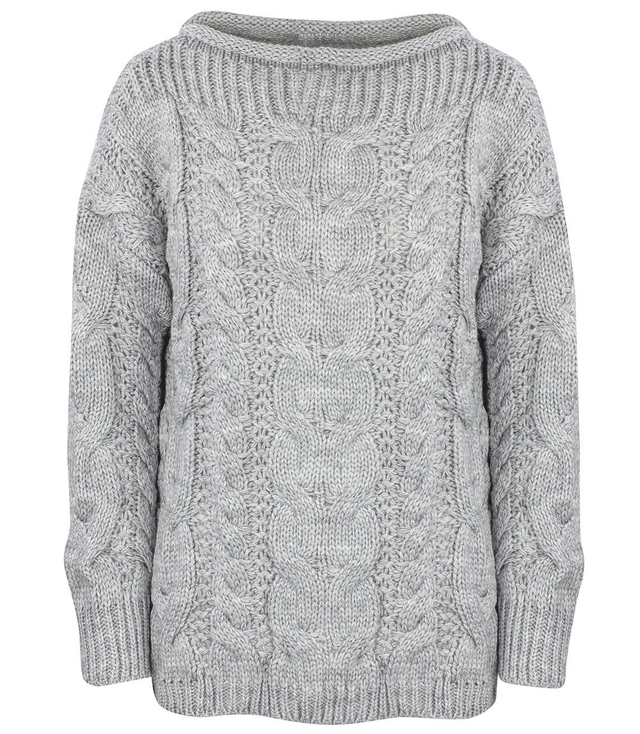 Gruby sweter z warkoczowym SPLOTEM